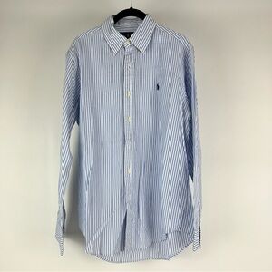 Ralph Lauren Blue and White Casual Button Down Shirt